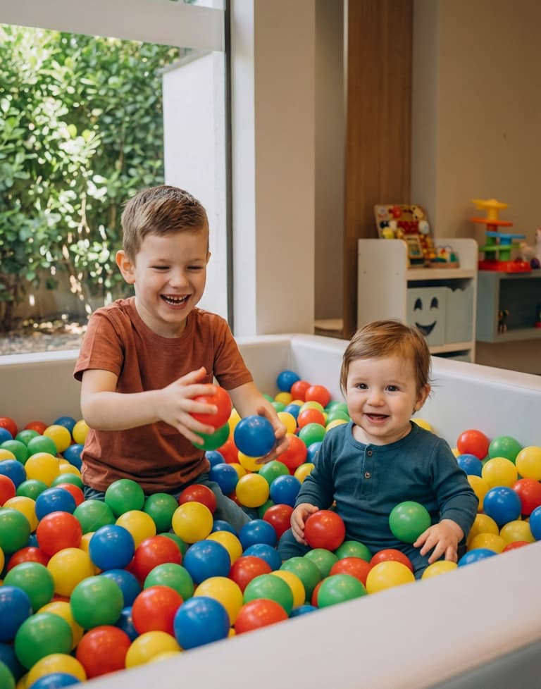 Foz Plaza Hotel — Espaço Kids com crianças na piscina de bolinhas